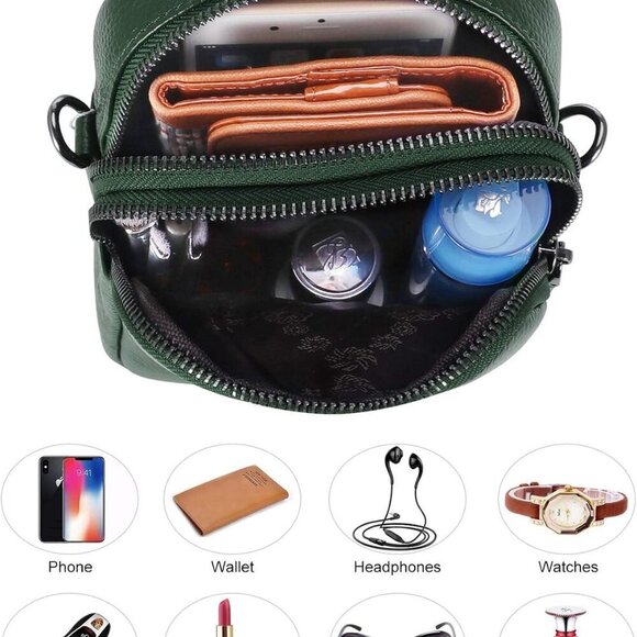 Women\'s Leather Crossbody Purse Wallet Small Phone Bag Compact Travel